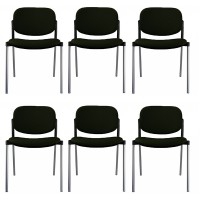 Lot de 6 chaises Step avec structure en époxy noir et revêtement en Baly (textile) ou éco-cuir de différentes couleurs